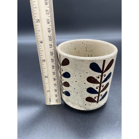 Vintage Coffee Cup Mug 70's Made in Japan Geometric Brown Blue MCM Mid Century - Picture 5 of 5